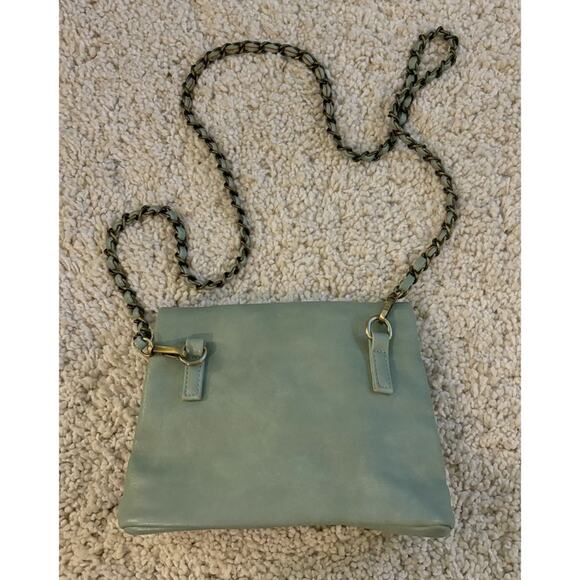 By Anthropologie Blue Green Chain Strap Magnetic Closure Crossbody Clutch Bag - Picture 2 of 9